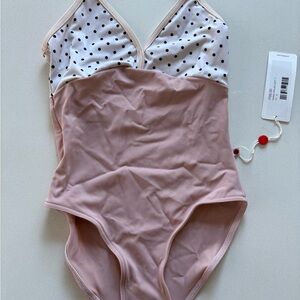 Yumiko Blush and White Polka Dot Leotard, Womens Medium
